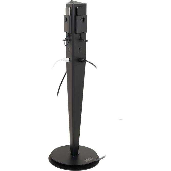 Torre de energía móvil y estación de carga USB Safe-IT de 5 puertos de Tripp Lite: USB-C de 60 W, 4 USB-A, 6 5-15R, carga inalámbrica, 1000 julios, cable de 3 m (10 pies), protección antimicrobiana - TLM610CPAM