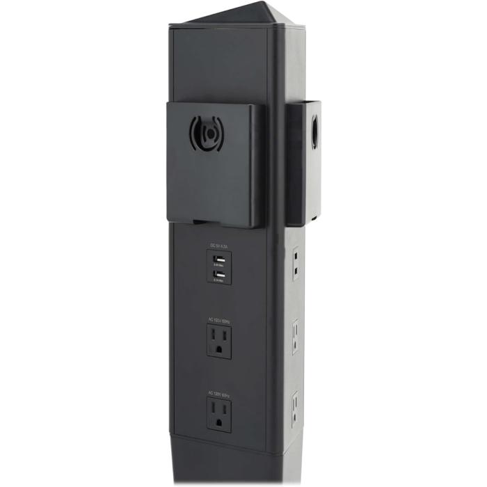 Torre de energía móvil y estación de carga USB Safe-IT de 5 puertos de Tripp Lite: USB-C de 60 W, 4 USB-A, 6 5-15R, carga inalámbrica, 1000 julios, cable de 3 m (10 pies), protección antimicrobiana - TLM610CPAM