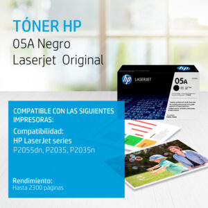 HP 05A - Negro - original - LaserJet - cartucho de tóner (CE505A) - para LaserJet P2035, P2035n, P2055, P2055d, P2055dn, P2055x