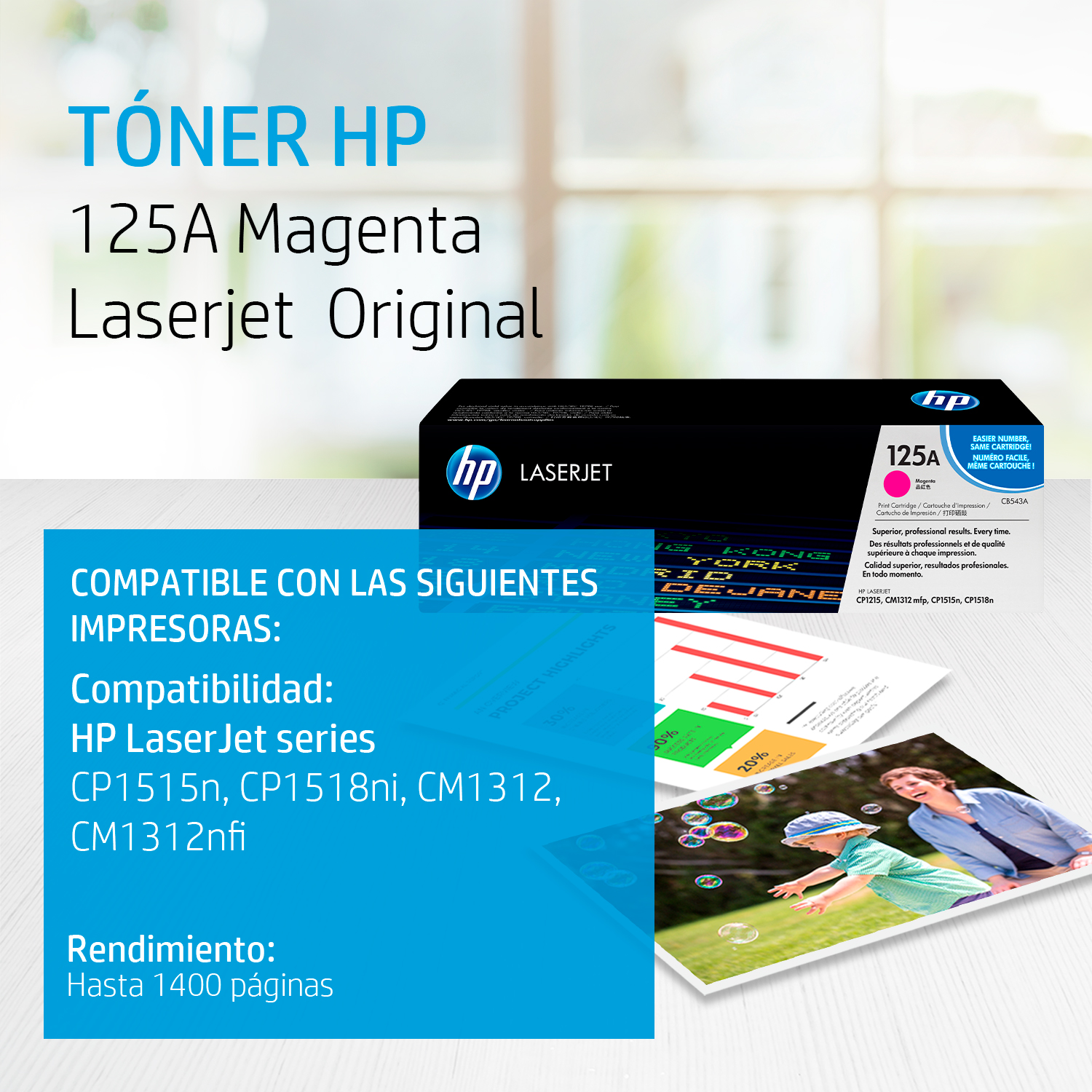 HP 125A - Magenta - original - LaserJet - cartucho de tóner (CB543A) - para Color LaserJet CM1312 MFP, CP1215, CP1217, CP1515n, CP1518ni