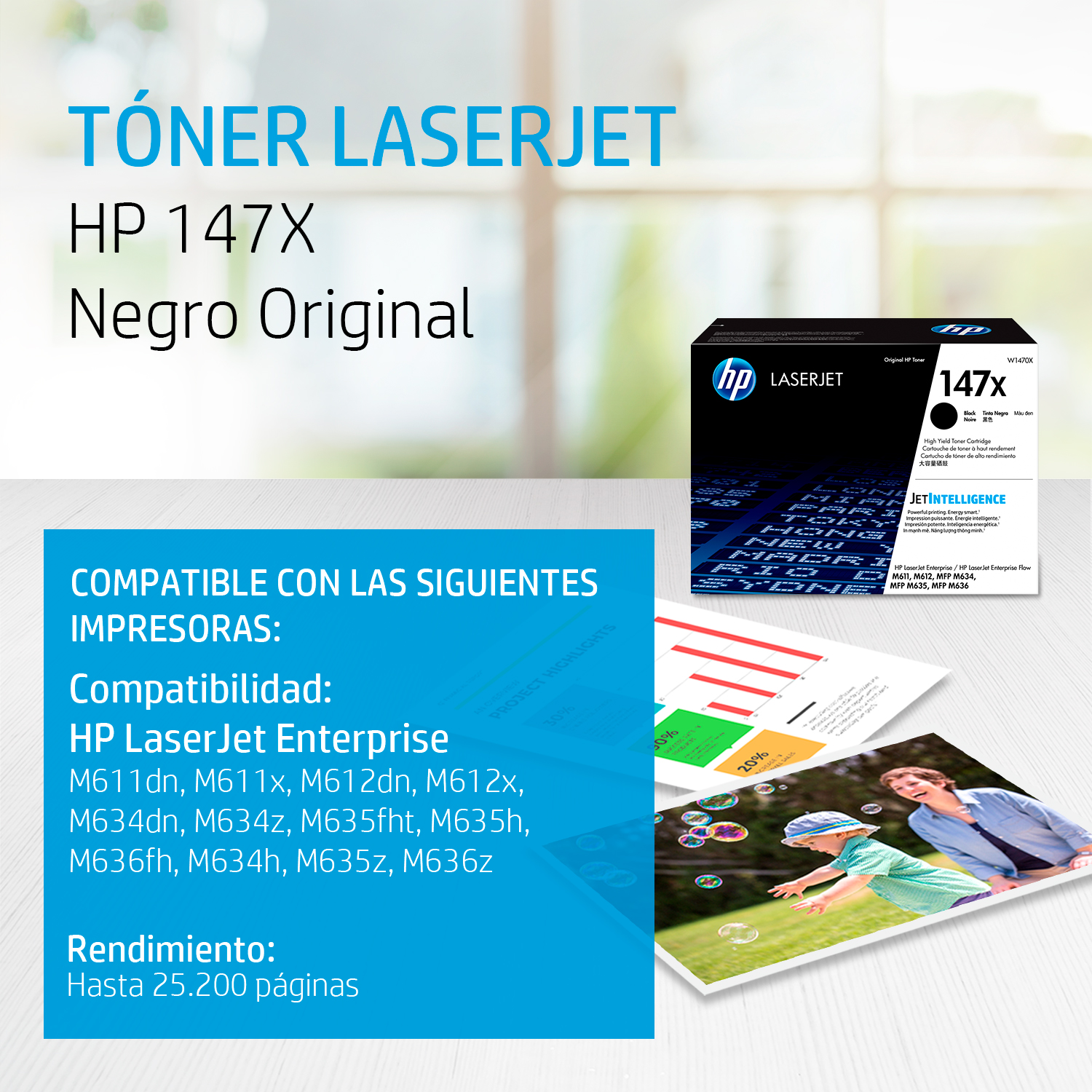HP 147X - Alto rendimiento - negro - original - LaserJet - cartucho de tóner (W1470X) - para LaserJet Enterprise MFP M634, MFP M637; LaserJet Enterprise Flow MFP M634, MFP M635