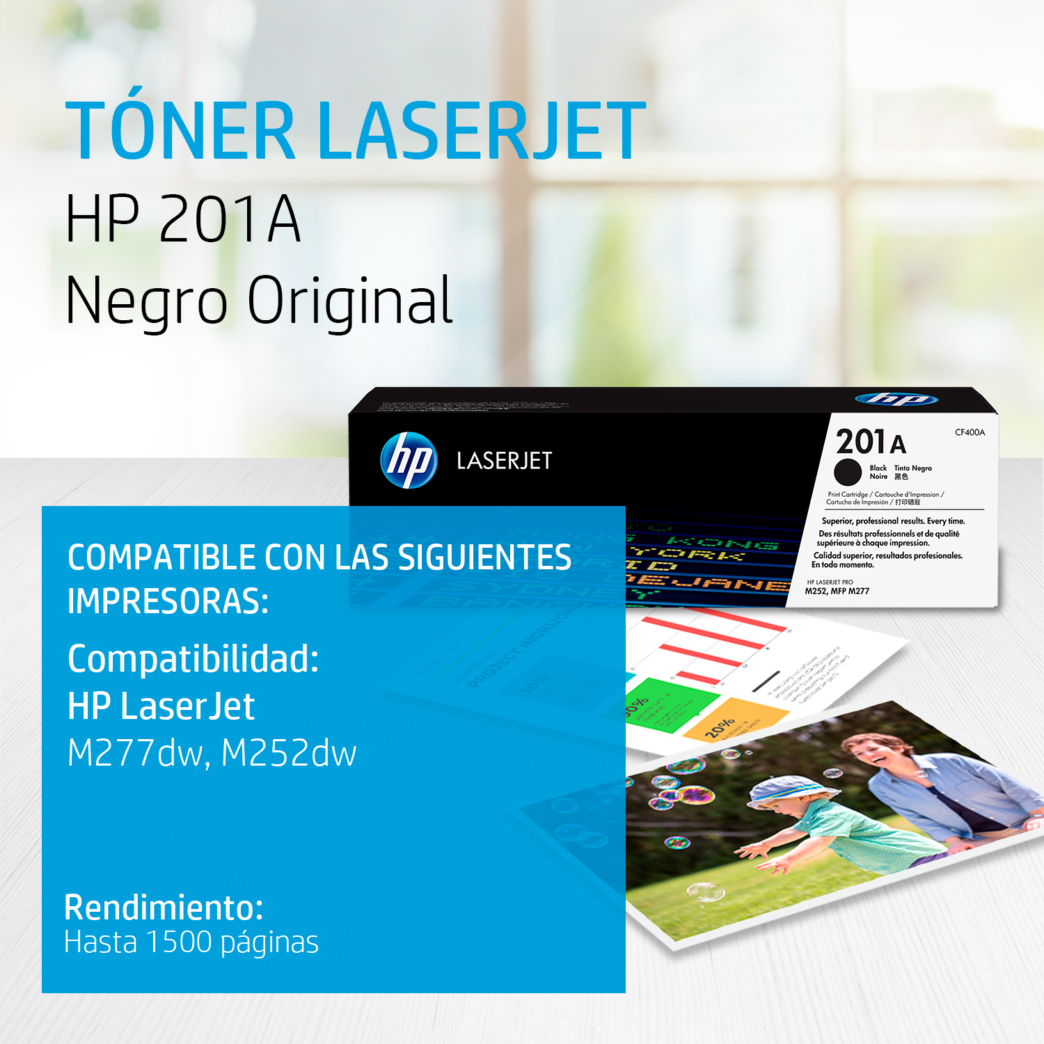HP 201A - Negro - original - LaserJet - cartucho de tóner (CF400A) - para Color LaserJet Pro M252dn, M252dw, M252n, MFP M277c6, MFP M277dw, MFP M277n