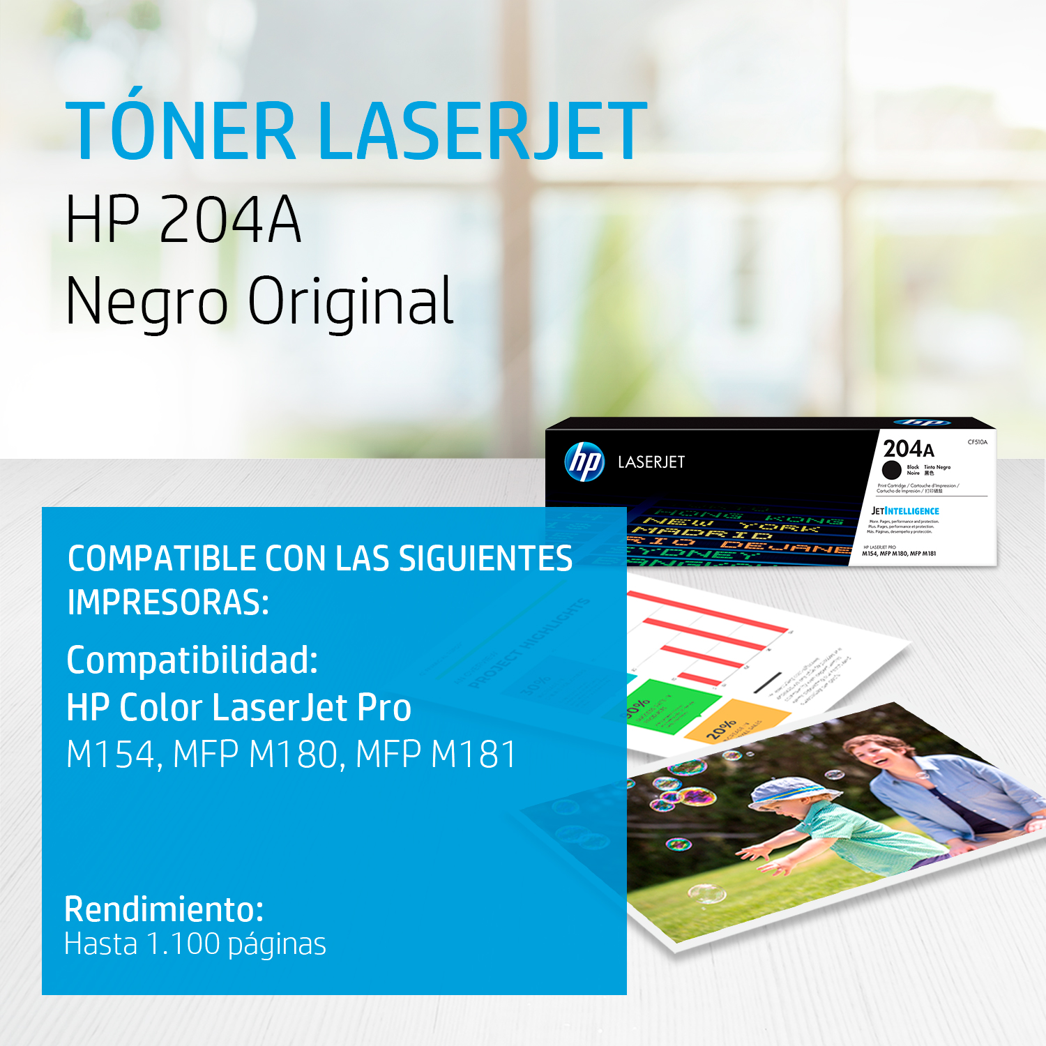 HP 204A - Negro - original - LaserJet - cartucho de tóner (CF510A) - para Color LaserJet Pro M154a, M154nw, MFP M180n, MFP M180nw