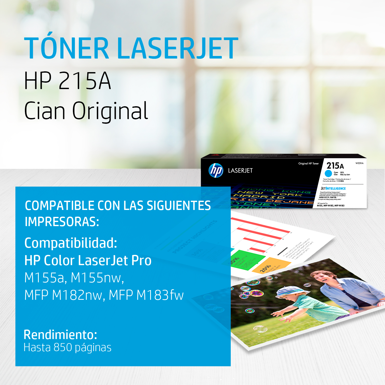 HP 215A - Cián - original - LaserJet - cartucho de tóner (W2311A) - para Color LaserJet Pro M155a, M155nw, MFP M182n, MFP M182nw, MFP M183fw
