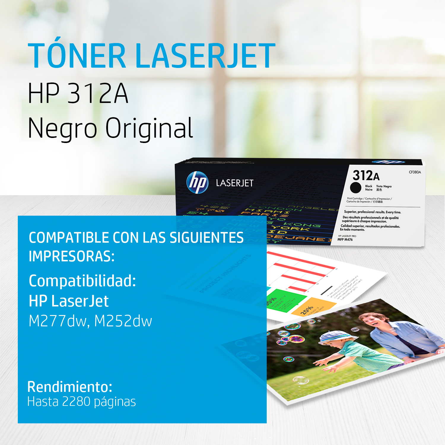 HP 312A - Negro - original - LaserJet - cartucho de tóner (CF380A) - para Color LaserJet Pro MFP M476dn, MFP M476dw, MFP M476nw