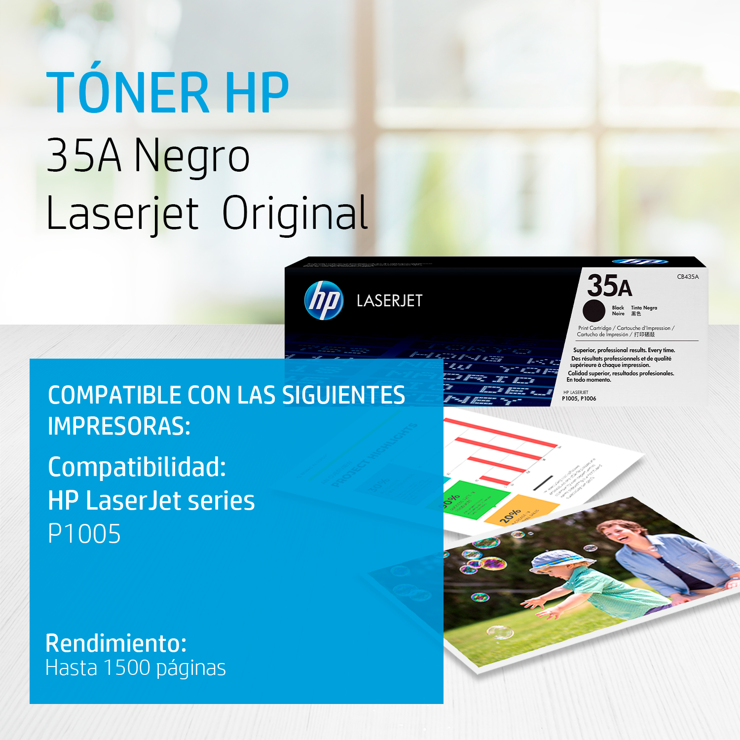 HP 35A - Negro - original - LaserJet - cartucho de tóner (CB435A) - para LaserJet P1005, P1006, P1007, P1008, P1009