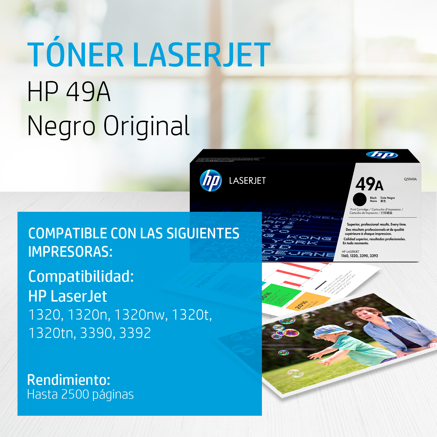 HP 49A - Negro - original - LaserJet - cartucho de tóner (Q5949A) - para LaserJet 1320, 1320n, 1320nw, 1320t, 1320tn, 3390, 3392