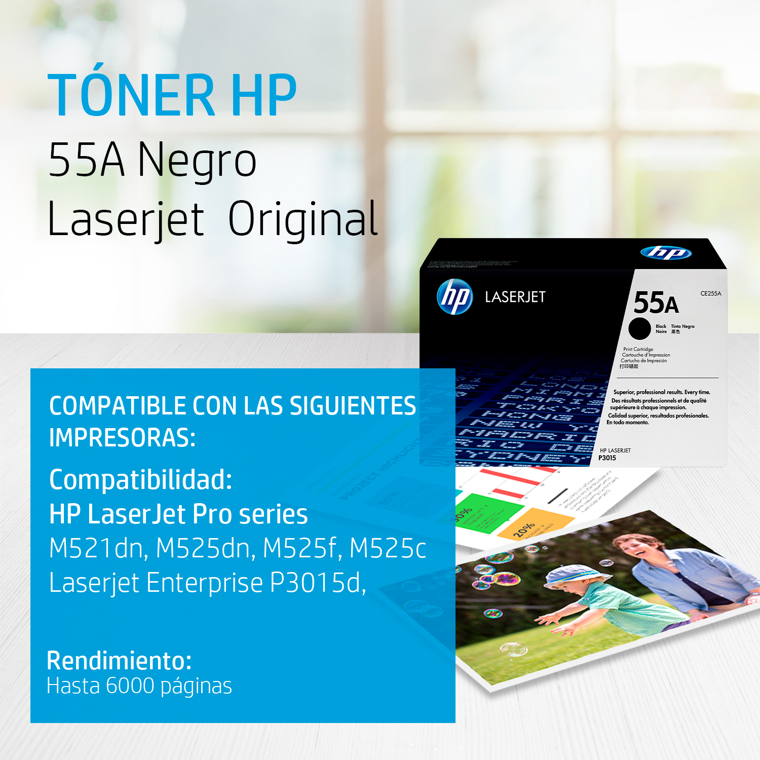 HP 55A - Negro - original - LaserJet - cartucho de tóner (CE255A) - para LaserJet Enterprise MFP M525; LaserJet Enterprise Flow MFP M525; LaserJet Managed MFP M525