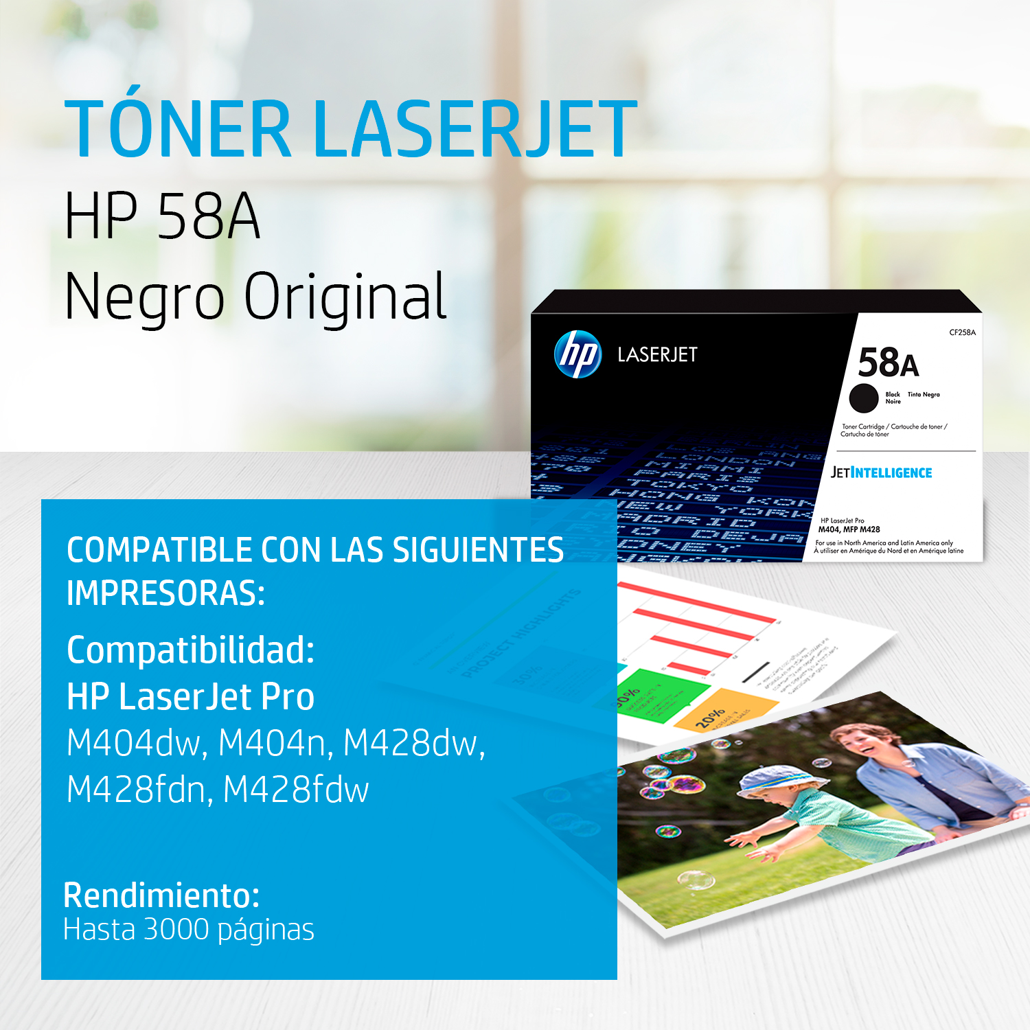 HP 58A - Negro - original - LaserJet - cartucho de tóner (CF258A) - para LaserJet Pro M404dn, M404dw, M404n, M428fdw, MFP M428dw, MFP M428fdn, MFP M428fdw