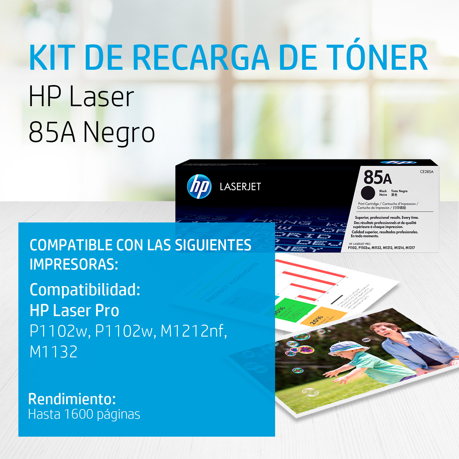 HP 85A - Negro - original - LaserJet - cartucho de tóner (CE285A) - para LaserJet Pro M1132 MFP, M1212nf MFP, M1217nfw MFP, P1102, P1102s, P1102W, P1109, P1109W