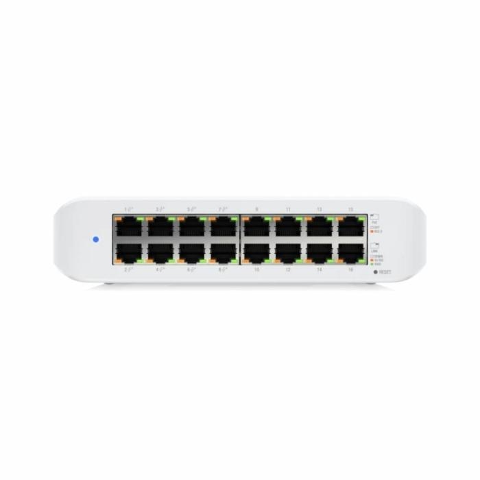 Ubiquiti UniFi Switch Lite USW-Lite-16-POE - Conmutador - Gestionado - 16 x 10/100/1000 (8 PoE+) - sobremesa, montaje en pared - PoE+ (45 W)