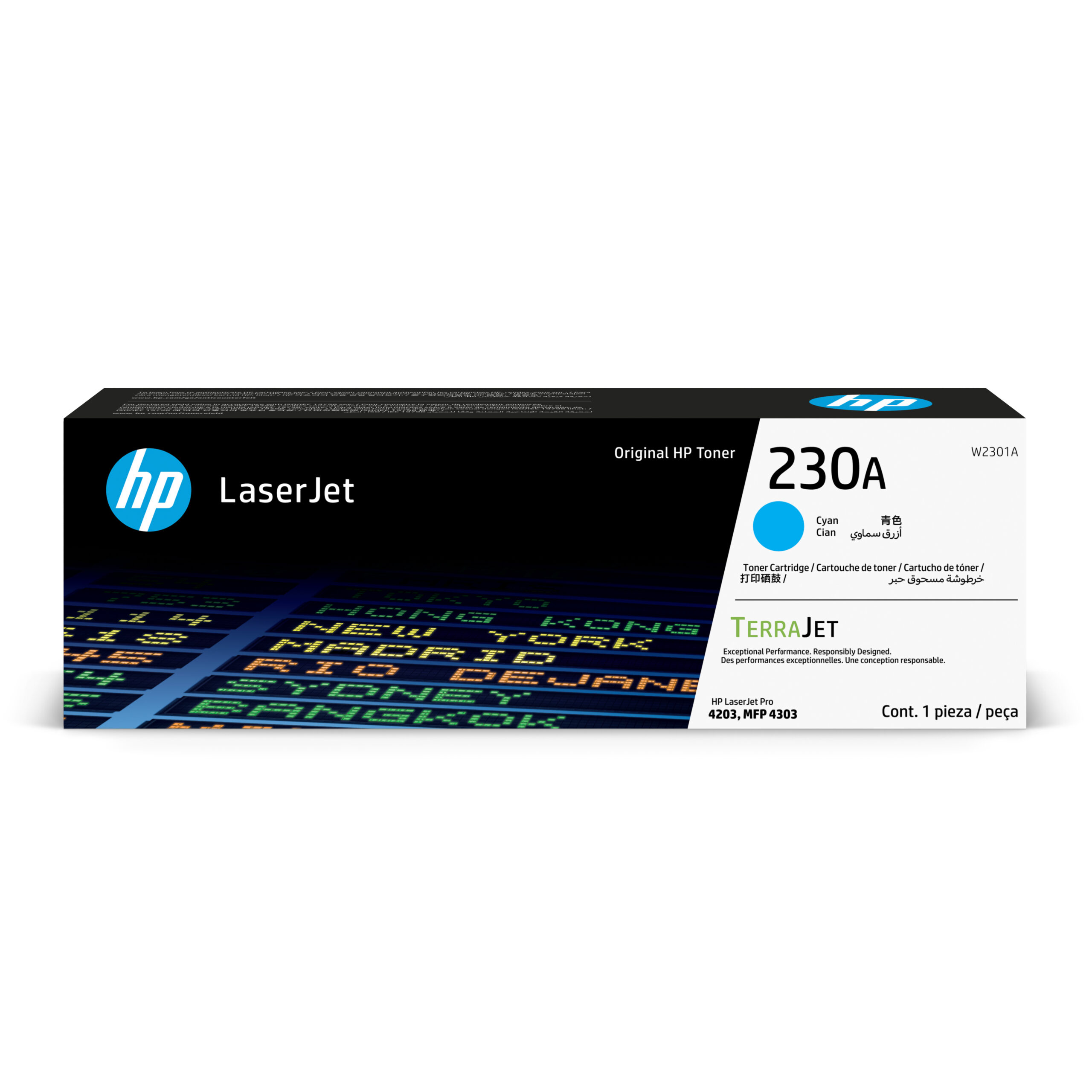 HP 230A - Cián - original - LaserJet - cartucho de tóner (W2301A) - para Color LaserJet Pro MFP 4301, MFP 4303