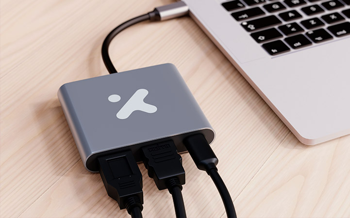 Xtech - Video adapter - USB Type C - HDMI (f) Type C(f) USB 3.0(f) - Aluminum - 3 in one XTC-566