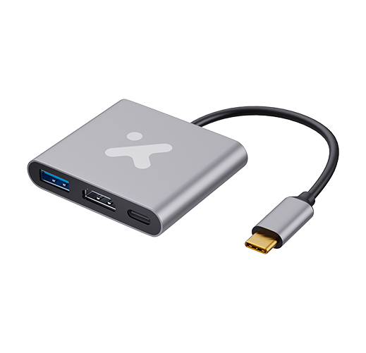Xtech - Video adapter - USB Type C - HDMI (f) Type C(f) USB 3.0(f) - Aluminum - 3 in one XTC-566