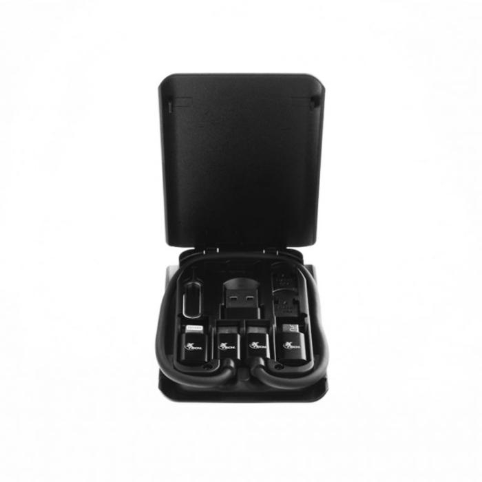 Xtech - USB type C Cable Kit - 24 pin USB-C - USB type C w adpt USB A - Micro USB - Lightning - 29 cm - Black - XTC-570