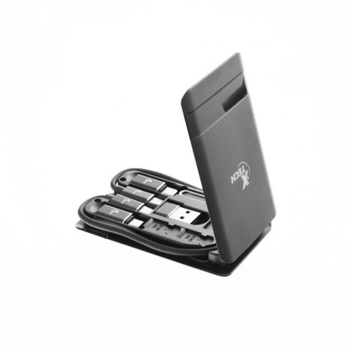 Xtech - USB type C Cable Kit - 24 pin USB-C - USB type C w adpt USB A - Micro USB - Lightning - 29 cm - Black - XTC-570