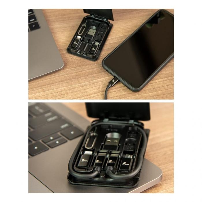 Xtech - USB type C Cable Kit - 24 pin USB-C - USB type C w adpt USB A - Micro USB - Lightning - 29 cm - Black - XTC-570