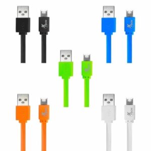 Xtech XTG-231 - Cable USB - USB (M) a Micro-USB tipo B (M) - USB 2.0 - 5 V - 2.4 A - 1 m - plano - negro, blanco, azul, verde, naranja (paquete de 10)