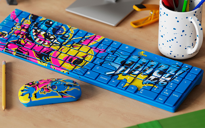 Xtech - Keyboard and mouse set - Spanish - Wireless - 2.4 GHz - Stitch Design - Disney XTK-D312ST