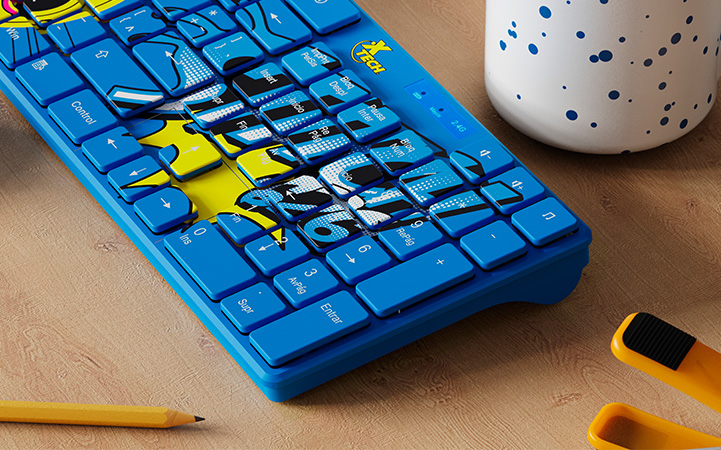 Xtech - Keyboard and mouse set - Spanish - Wireless - 2.4 GHz - Stitch Design - Disney XTK-D312ST