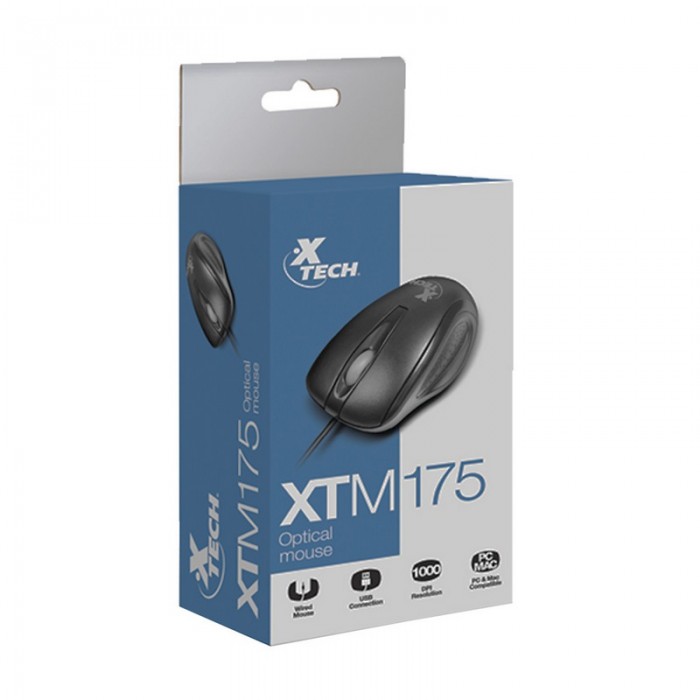 XTech XTM-175  - Ratón - USB - Cableado - Negro - Optico