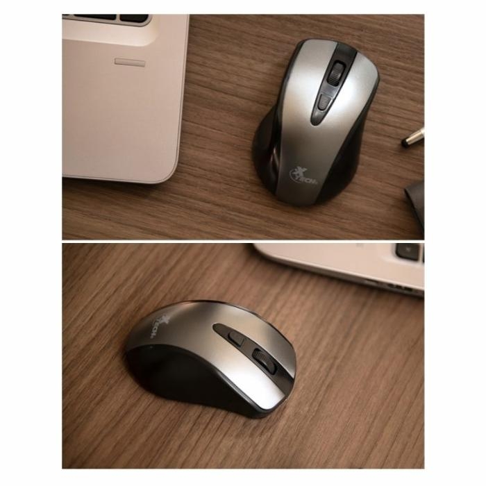 Xtech - XTM-315GY - Mouse - 2.4 GHz - Wireless - Aluminum gray - 4-button 1600dpi