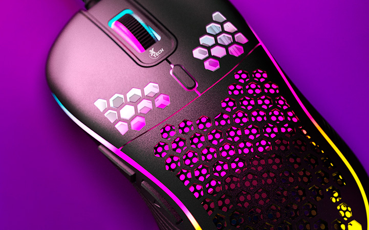Xtech - XTM-620 - Mouse - USB - Wired - Black - Gaming 7 button Honeycomb