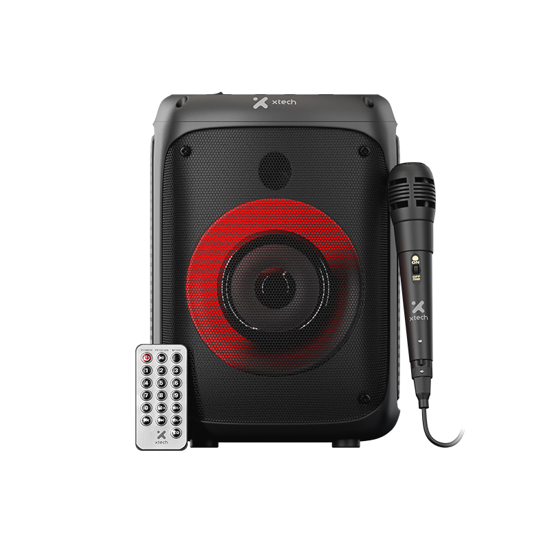 Xtech XTS-661 - Speaker - Black - SonicBloom Portable Wlss Speaker w lights and mic