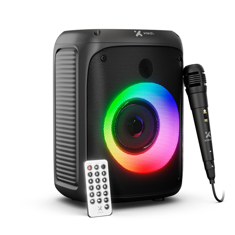Xtech XTS-661 - Speaker - Black - SonicBloom Portable Wlss Speaker w lights and mic