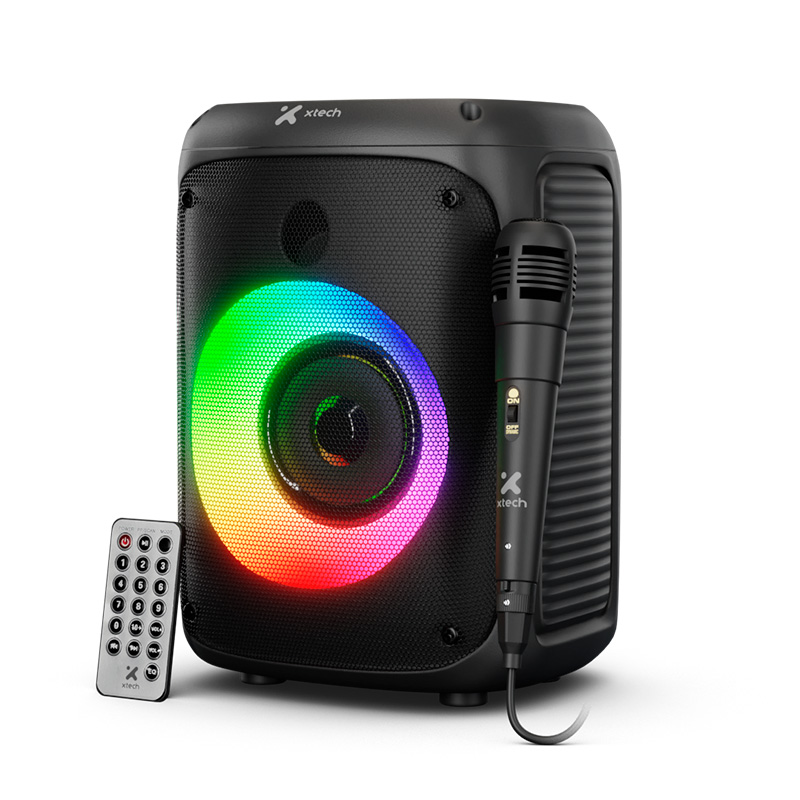 Xtech XTS-661 - Speaker - Black - SonicBloom Portable Wlss Speaker w lights and mic