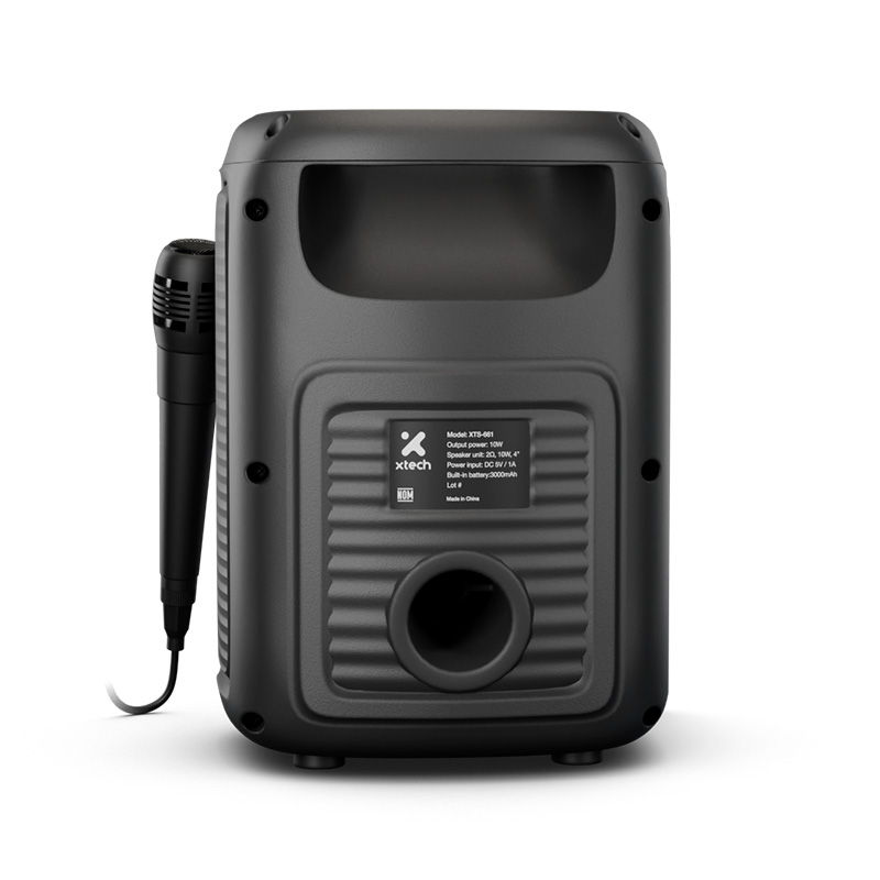 Xtech XTS-661 - Speaker - Black - SonicBloom Portable Wlss Speaker w lights and mic