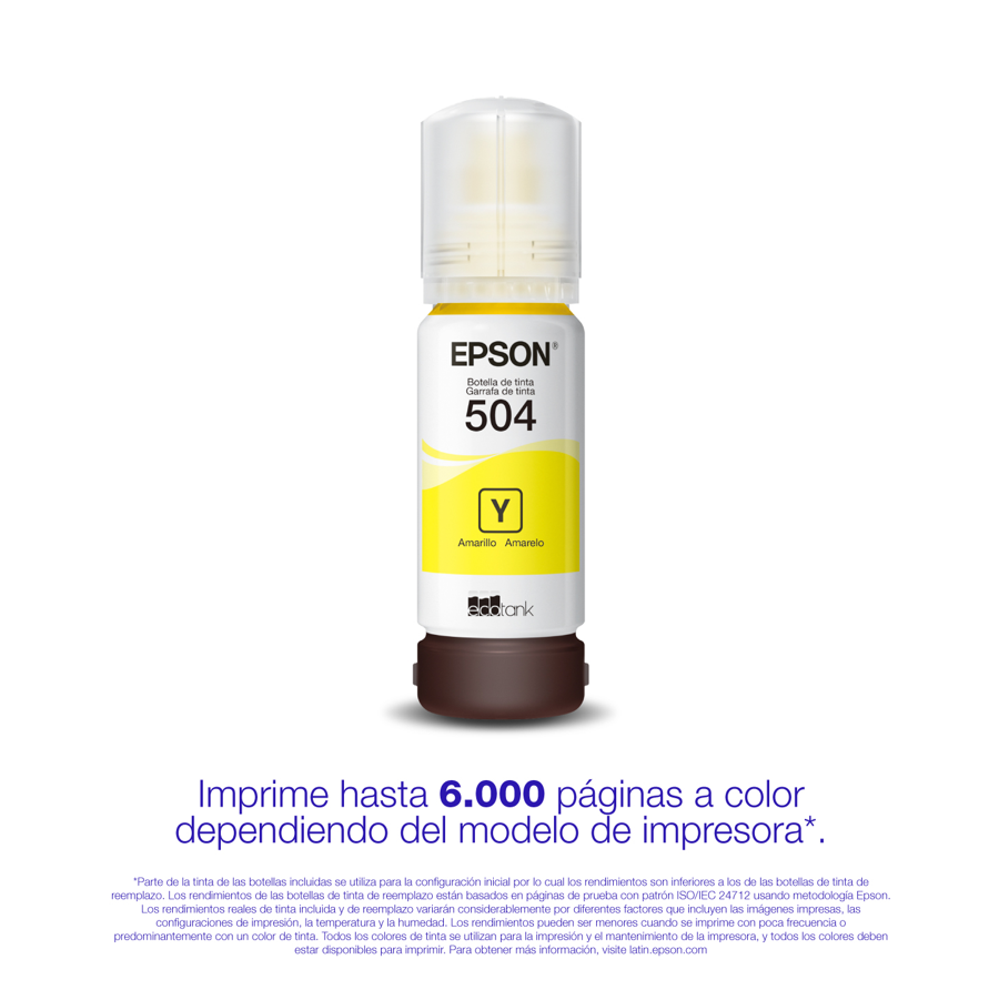 Epson 504 - 70 ml - amarillo - original - recarga de tinta - para EcoTank L4150, L4260, L6161, L6171, L6191, L6270