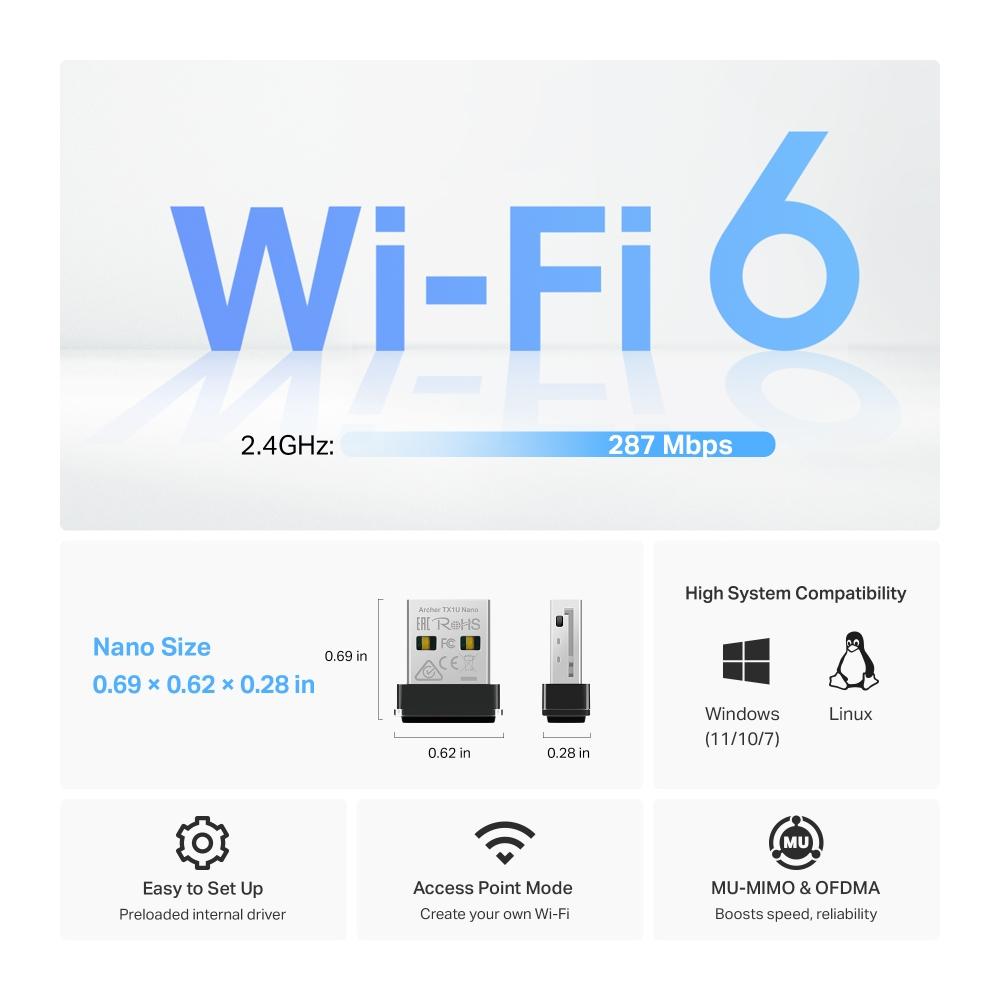 AX300 Nano Wi-Fi 6 Wireless USB Adapter
