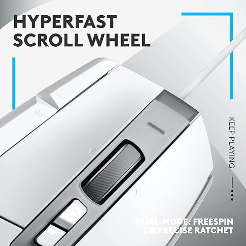 Logitech G502 X Wired Gaming Mouse - LIGHTFORCE hybrid optical-mechanical primary switches, HERO 25K gaming sensor, compatible with PC - macOS/Windows - White - Ratón - óptico - cableado - USB - blanco