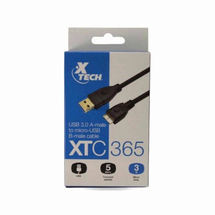 Xtech -   XTC-365 - Data cable - USB  to  Micro USB 3.0 - 91 cm - Black - 3ft for hard drives