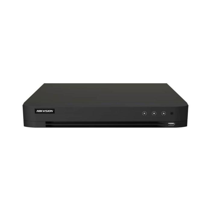 Hikvision IDS-7216HQHI-M1/XT DVR AcuSense 16 canales 1080p 1U H.265 - HDTVI/AHD/CVI/CVBS/IP - 1 disco duro SATA hasta 10TB - H.265 Pro+/H.265 Pro/H.265/H.264+/H.264 - Hasta 24 cámaras de red (6MP) pueden conectarse - Soporta Tecnología de Detección de Movimiento en todos los canales - Soporta Tecnología de Audio Bidireccional HDTVI en todos los canales - Capacidad de codificación hasta 3K (HDTVI)/5MP (AHD) - Soporta 4 canales de Reconocimiento Facial o 8 canales de Modelo Avanzado de Protección