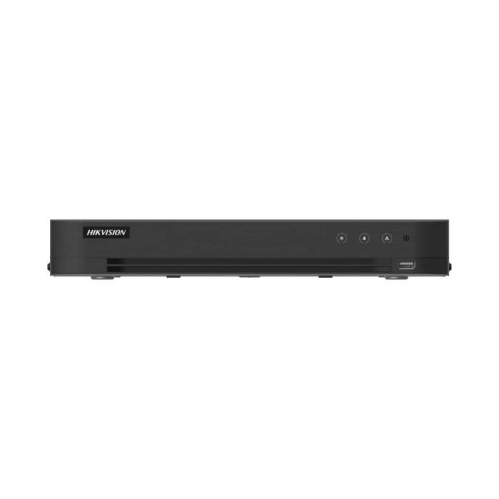 Hikvision IDS-7216HQHI-M1/XT DVR AcuSense 16 canales 1080p 1U H.265 - HDTVI/AHD/CVI/CVBS/IP - 1 disco duro SATA hasta 10TB - H.265 Pro+/H.265 Pro/H.265/H.264+/H.264 - Hasta 24 cámaras de red (6MP) pueden conectarse - Soporta Tecnología de Detección de Movimiento en todos los canales - Soporta Tecnología de Audio Bidireccional HDTVI en todos los canales - Capacidad de codificación hasta 3K (HDTVI)/5MP (AHD) - Soporta 4 canales de Reconocimiento Facial o 8 canales de Modelo Avanzado de Protección