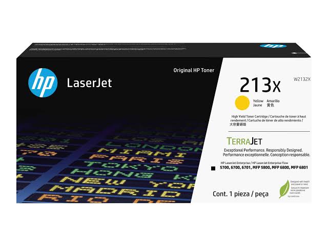 HP 213X - Alto rendimiento - amarillo - original - LaserJet - cartucho de tóner (W2132X) - para Color LaserJet Enterprise 5700dn, 6700dn, MFP 6800dn