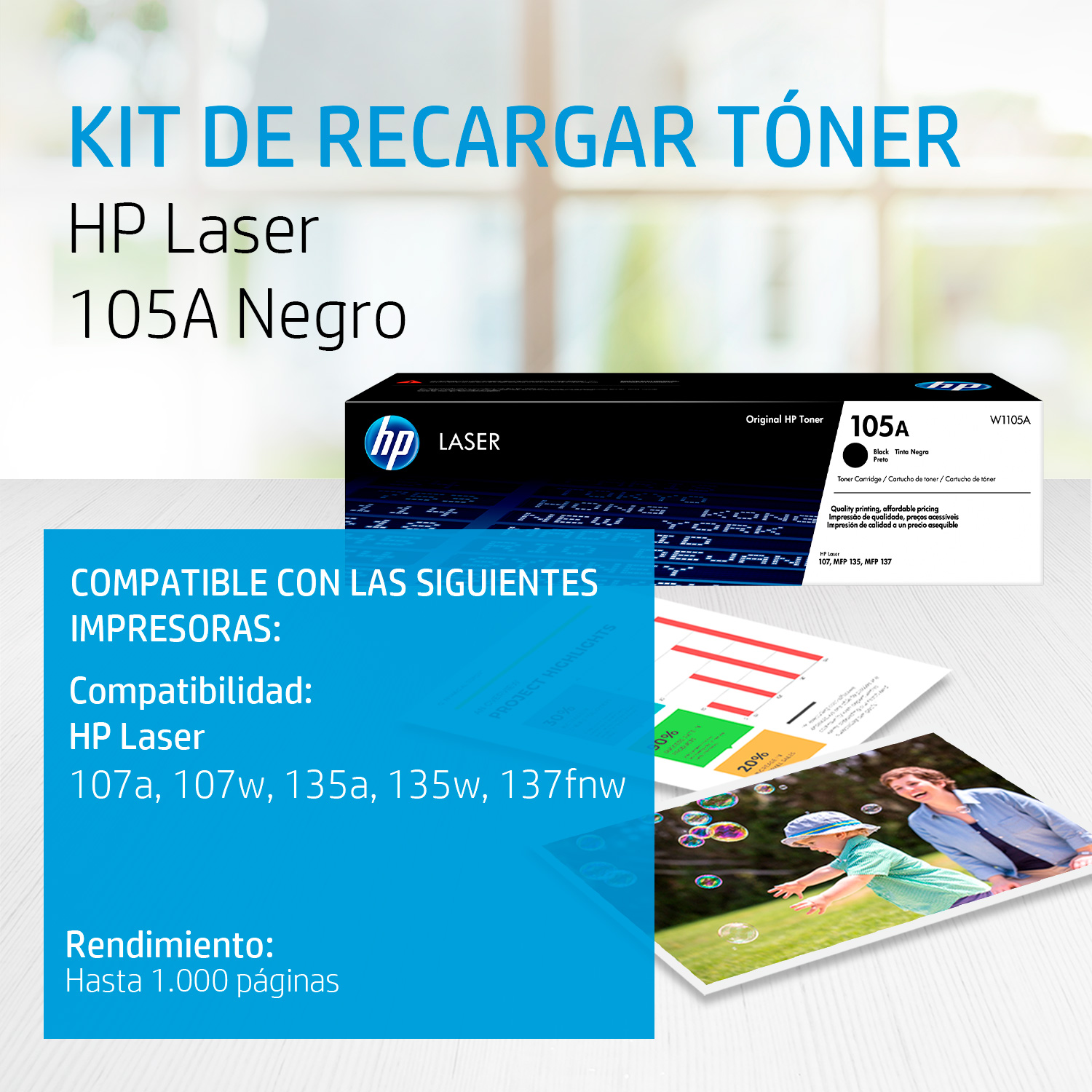 HP 105A - Negro - original - cartucho de tóner (W1105A) - para Laser 107, MFP 135, MFP 137