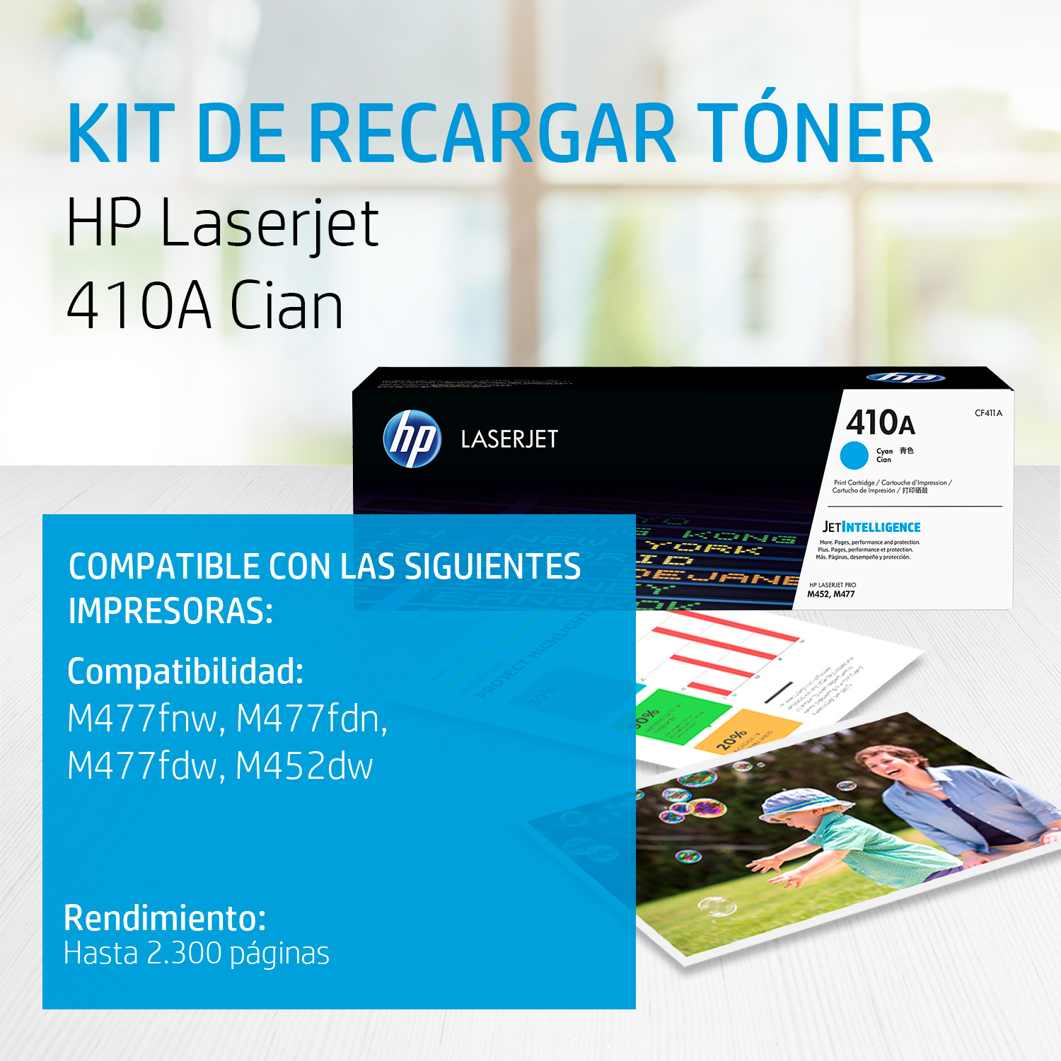 HP 410A - Cián  - original - LaserJet - cartucho de tóner ( CF411A ) - para Color LaserJet Pro M452dn, M452dw, M452nw, MFP M477fdn, MFP M477fdw, MFP M477fnw