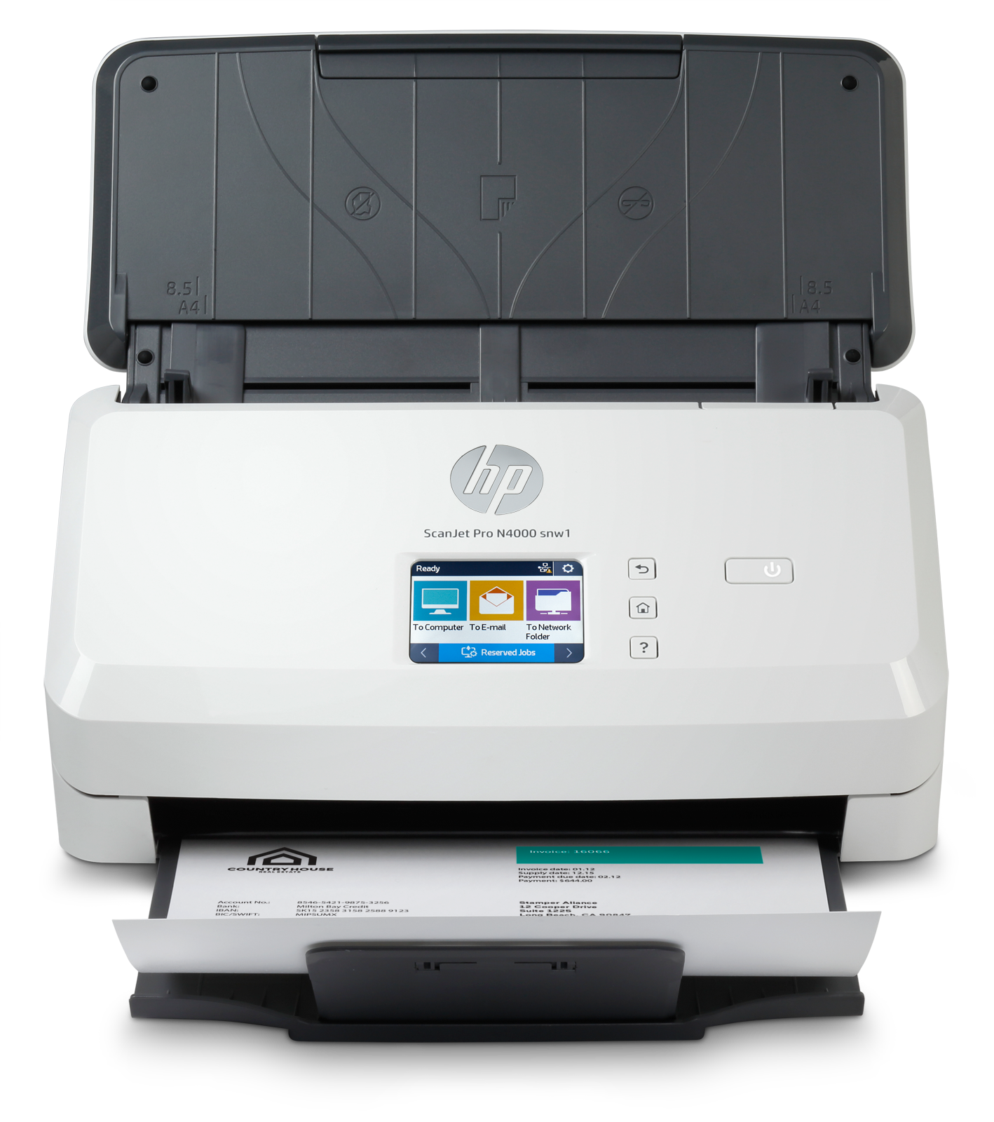 HP Scanjet Pro N4000 snw1 Sheet-feed - Escáner de documentos - CMOS / CIS - a dos caras - 216 x 3100 mm - 600 ppp x 600 ppp - hasta 40 ppm (mono) - Alimentador automático de documentos (ADF) (50 hojas) - hasta 4000 exploraciones por día - USB 3.0, LAN, Wi-Fi(n)