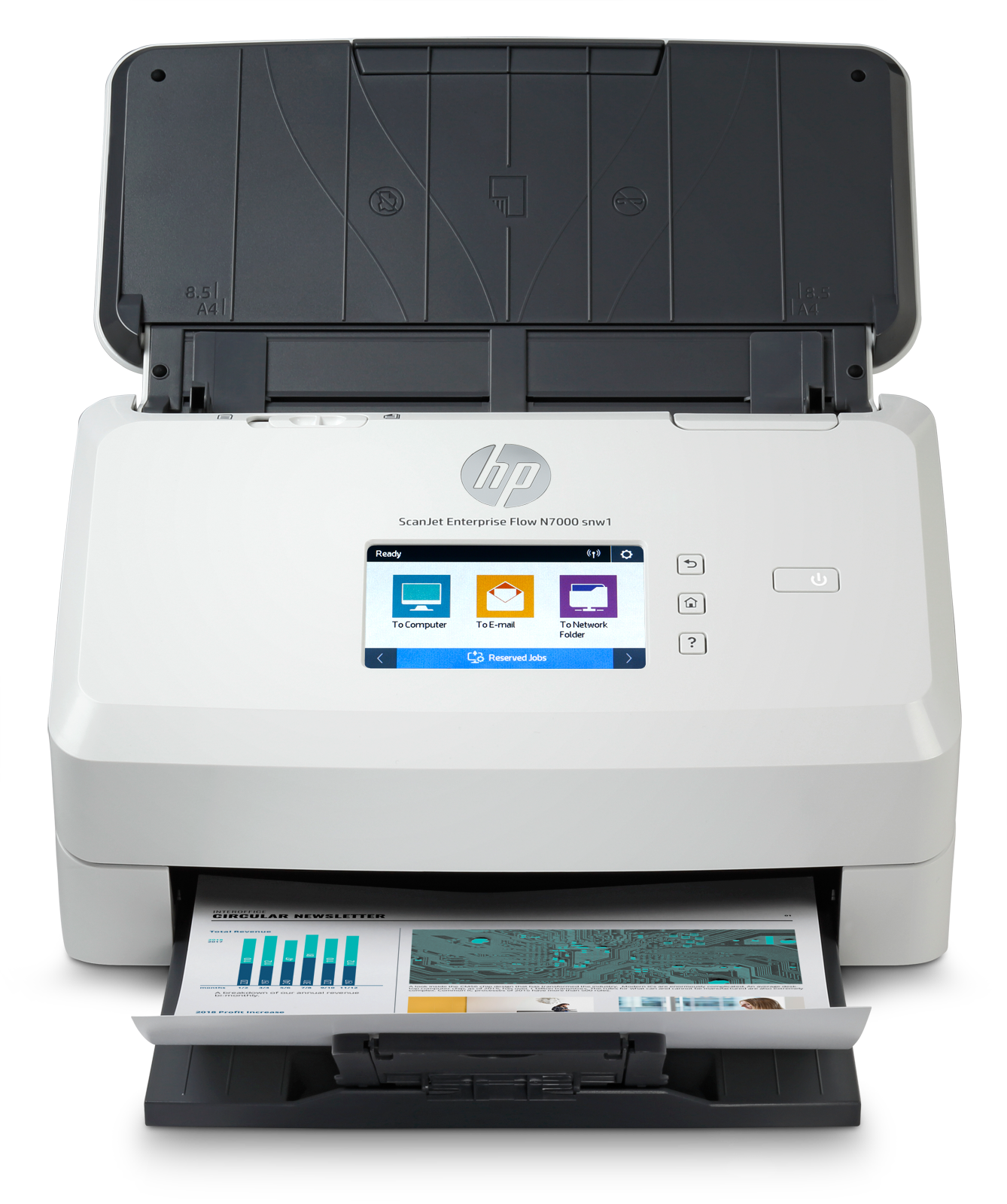 HP ScanJet Enterprise Flow N7000 snw1 - Escáner de documentos - CMOS / CIS - a dos caras - 216 x 3100 mm - 600 ppp x 600 ppp - hasta 75 ppm (mono) / hasta 75 ppm (color) - Alimentador automático de documentos (ADF) (80 hojas) - hasta 7500 exploraciones por día - USB 3.0, LAN, Wi-Fi(n)