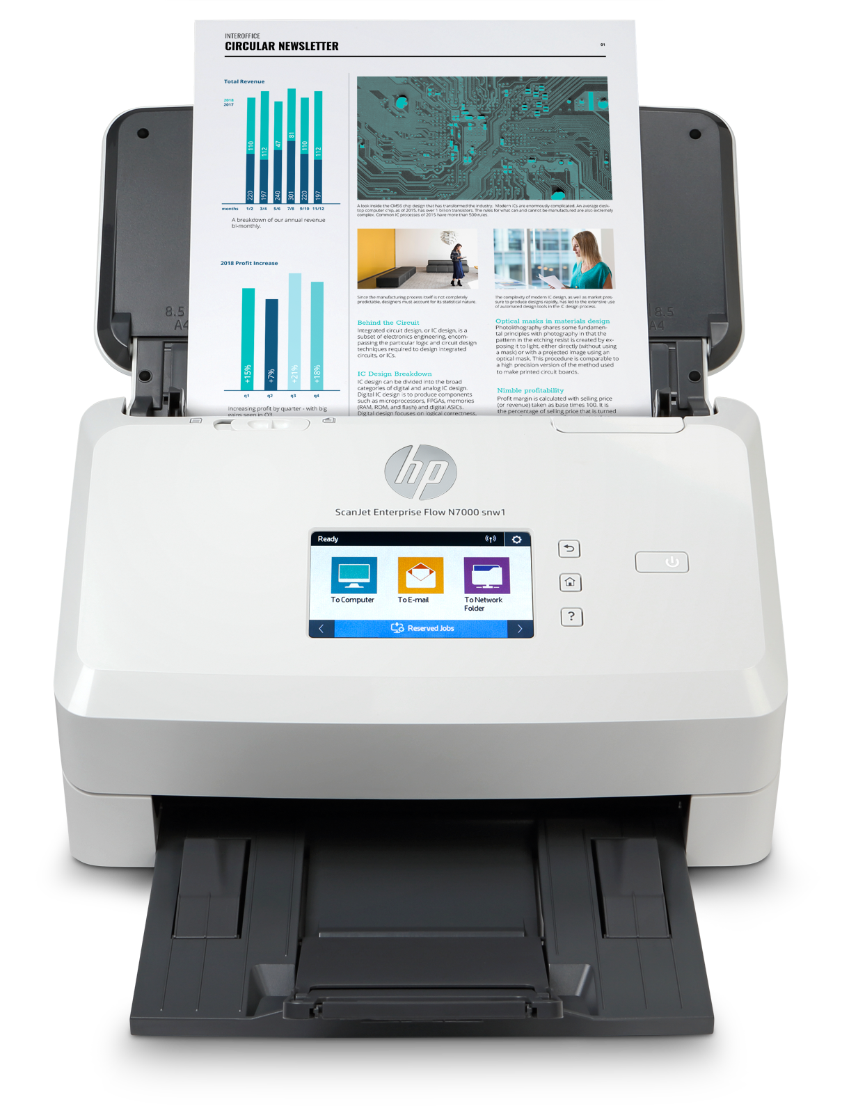 HP ScanJet Enterprise Flow N7000 snw1 - Escáner de documentos - CMOS / CIS - a dos caras - 216 x 3100 mm - 600 ppp x 600 ppp - hasta 75 ppm (mono) / hasta 75 ppm (color) - Alimentador automático de documentos (ADF) (80 hojas) - hasta 7500 exploraciones por día - USB 3.0, LAN, Wi-Fi(n)