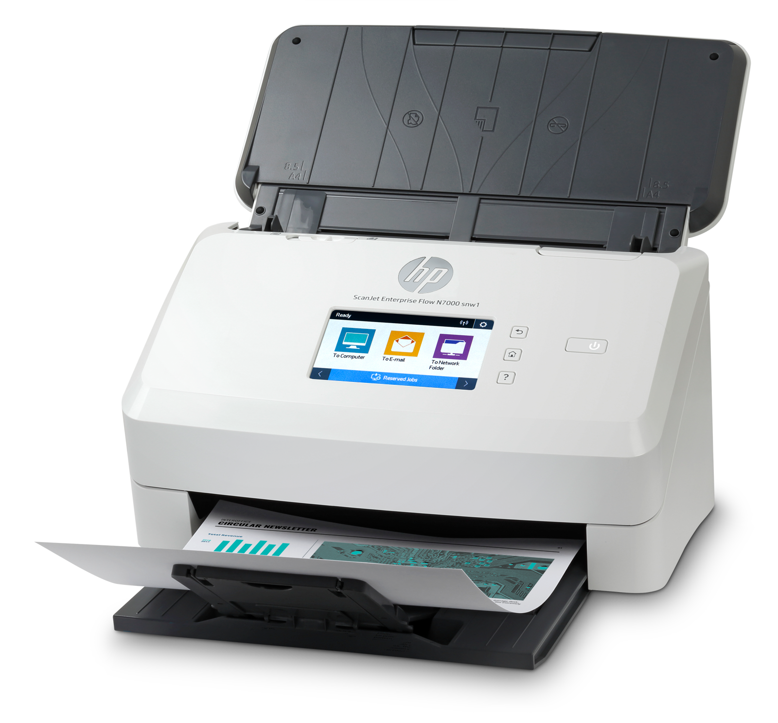 HP ScanJet Enterprise Flow N7000 snw1 - Escáner de documentos - CMOS / CIS - a dos caras - 216 x 3100 mm - 600 ppp x 600 ppp - hasta 75 ppm (mono) / hasta 75 ppm (color) - Alimentador automático de documentos (ADF) (80 hojas) - hasta 7500 exploraciones por día - USB 3.0, LAN, Wi-Fi(n)