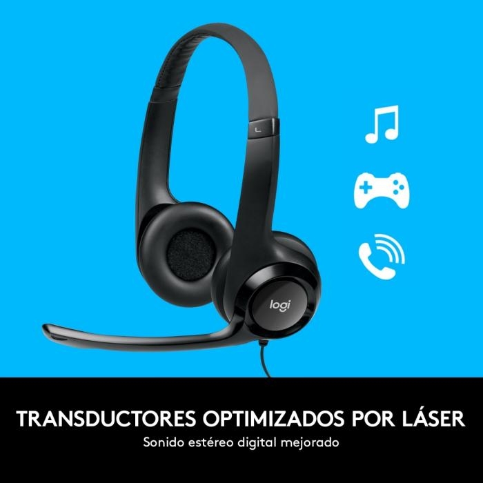 Audifonos tipo Headset Logitech H390 USB con Micrófono Negros - 981-000014