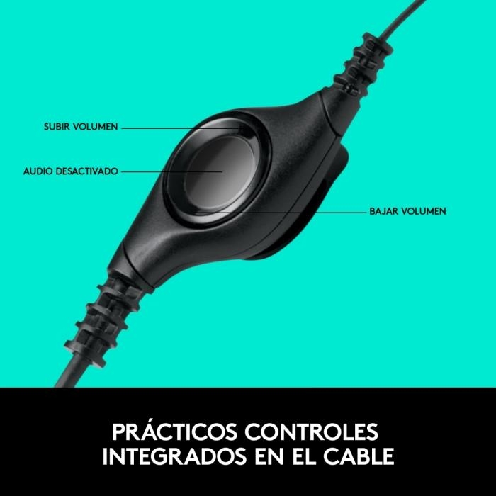 Audifonos tipo Headset Logitech H390 USB con Micrófono Negros - 981-000014