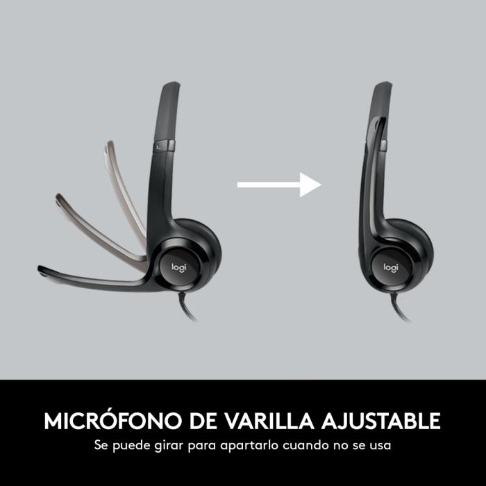 Audifonos tipo Headset Logitech H390 USB con Micrófono Negros - 981-000014