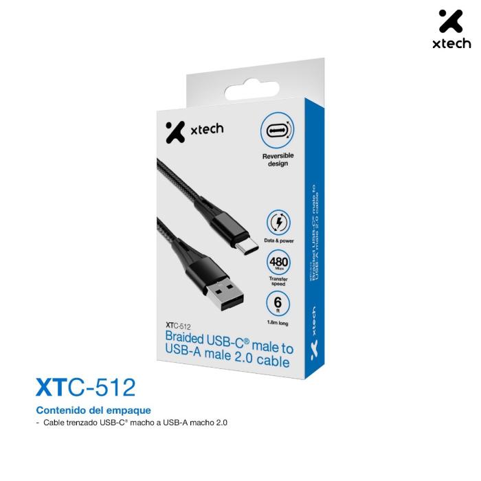 CABLE  TYPE-C TO USB 2.0 NYLON 1.8M BLACK