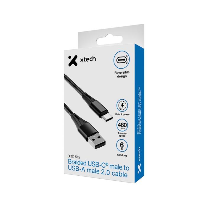 CABLE  TYPE-C TO USB 2.0 NYLON 1.8M BLACK
