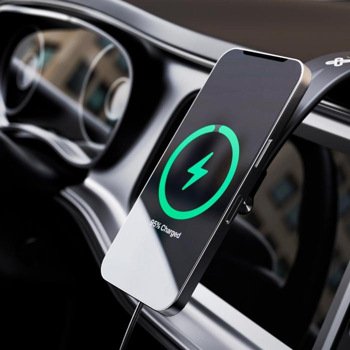 Klip Xtreme - Car wireless charging holder - 15 Watt - 24 pin USB-C - Cellular phone - Wireless - Para Smartphones - Automatic